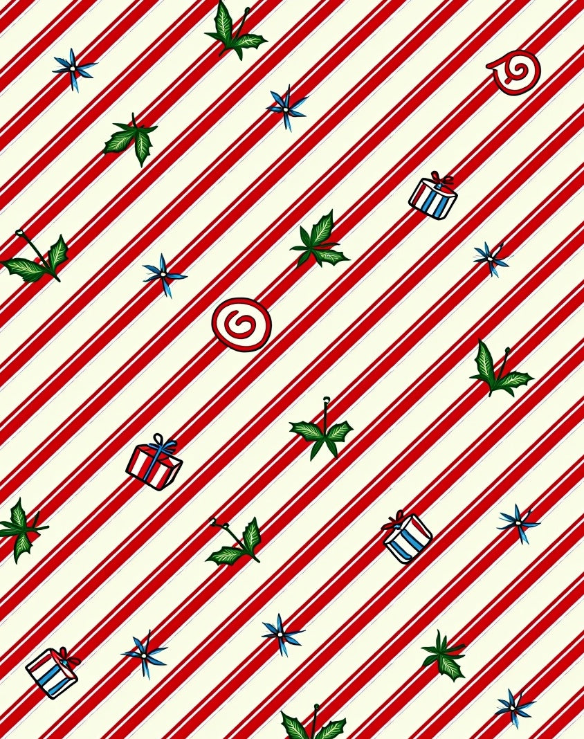 Red White Stripe Holly Gifts Rug
