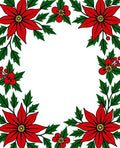 Classic Red Poinsettia Floral Border Rug