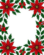 Classic Red Poinsettia Floral Border Rug