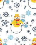 Whimsical Yellow Snowman Blue Snowflakes Rug