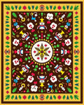 Whimsical Folk Art Snowflake Figures Rug