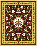 Whimsical Folk Art Snowflake Figures Rug