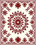 Deep Red Snowflake Medallion Frame Rug