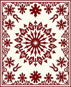 Deep Red Snowflake Medallion Frame Rug