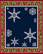 Festive White Snowflake Navy Border Rug