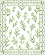 Light Green Leafy Border Botanical Rug