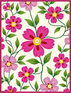 Vibrant Pink Floral Vine Cream Rug