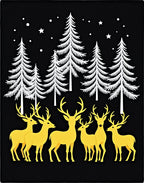 Golden Deer Among Winter Trees Rug