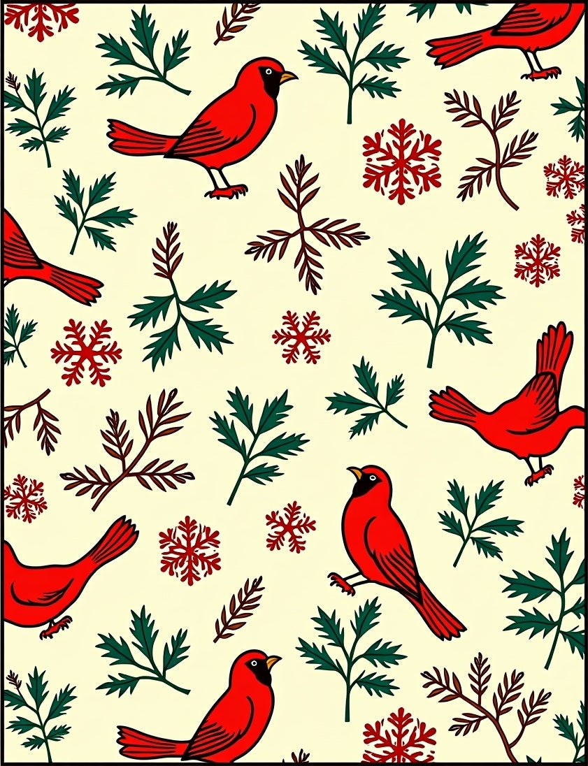 Cardinal Snowflakes and Twig Medley Rug