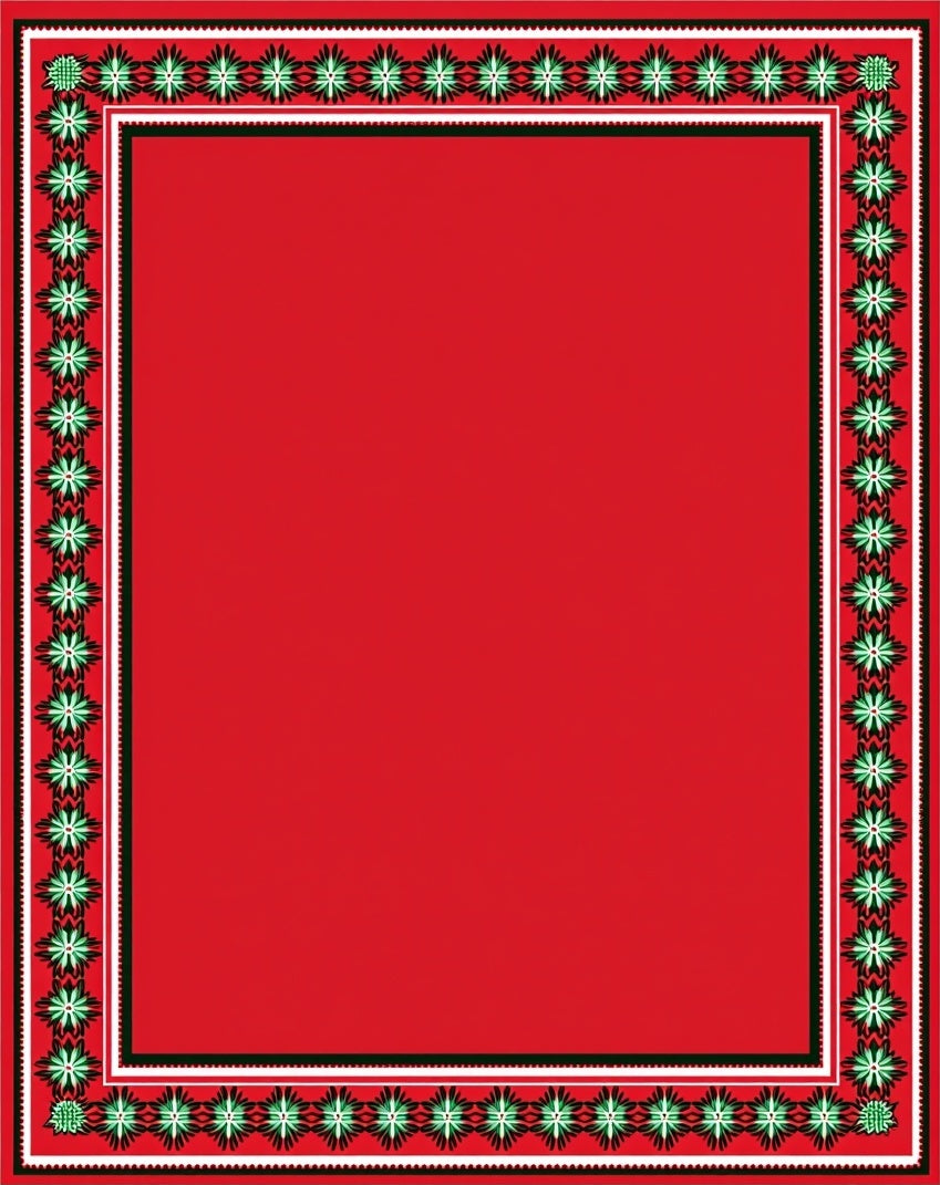 Red Floral Bordered Rug