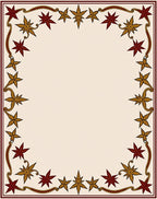 Maroon Gold Star Border Frame Rug