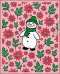 Charming Snowman Pink Floral Garland Rug