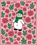 Charming Snowman Pink Floral Garland Rug