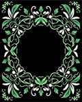 Vintage Green Floral Wreath Border Rug