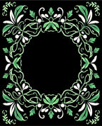 Vintage Green Floral Wreath Border Rug