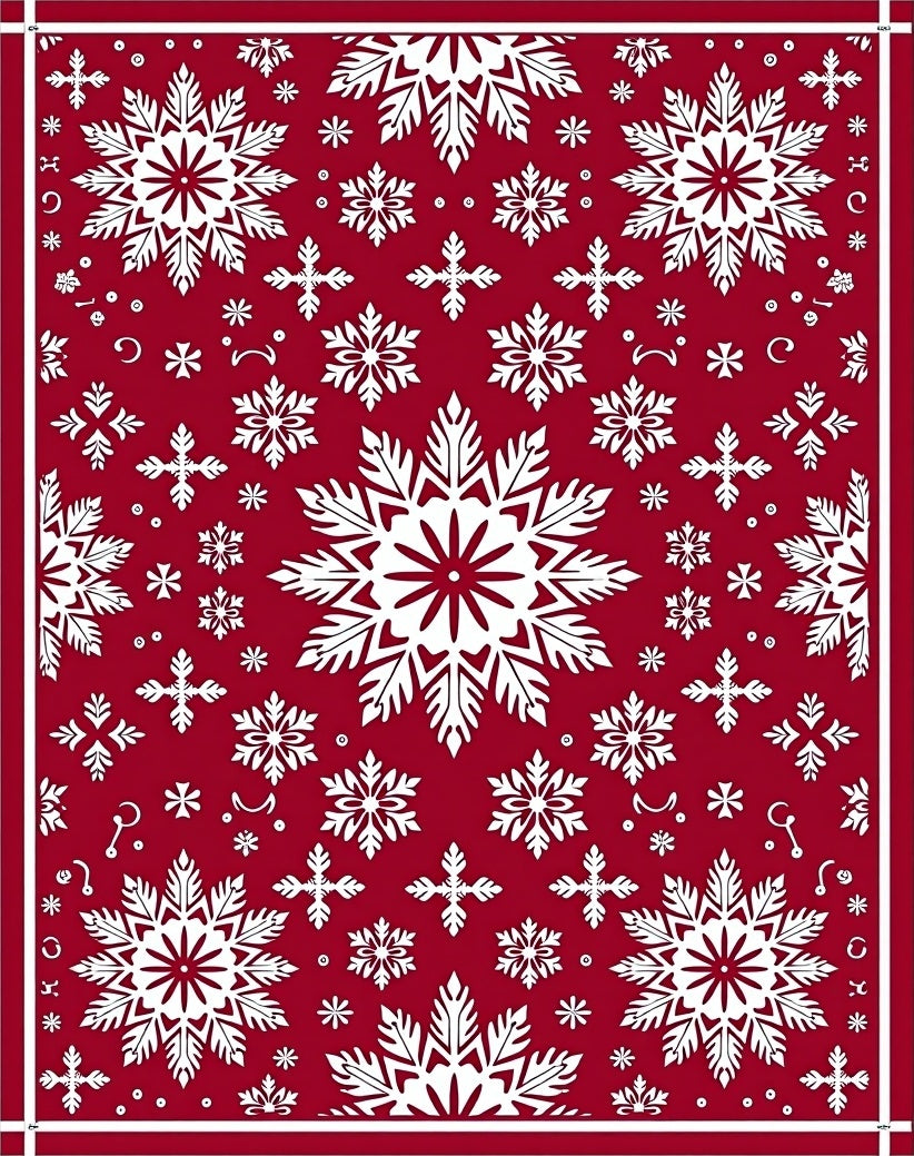 Crimson Snowflake Medallion Arrangement Rug