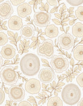 Cream and Tan Botanical Tree Ring Rug