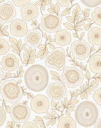 Cream and Tan Botanical Tree Ring Rug