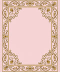 Golden Floral Vines Pink Border Rug
