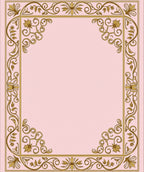 Golden Floral Vines Pink Border Rug