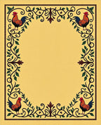 Farmhouse Rooster Floral Border Rug