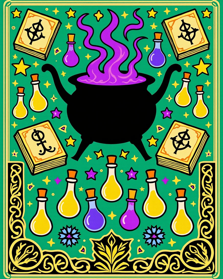 Whimsical Cauldron Purple Amethyst Potion Rug