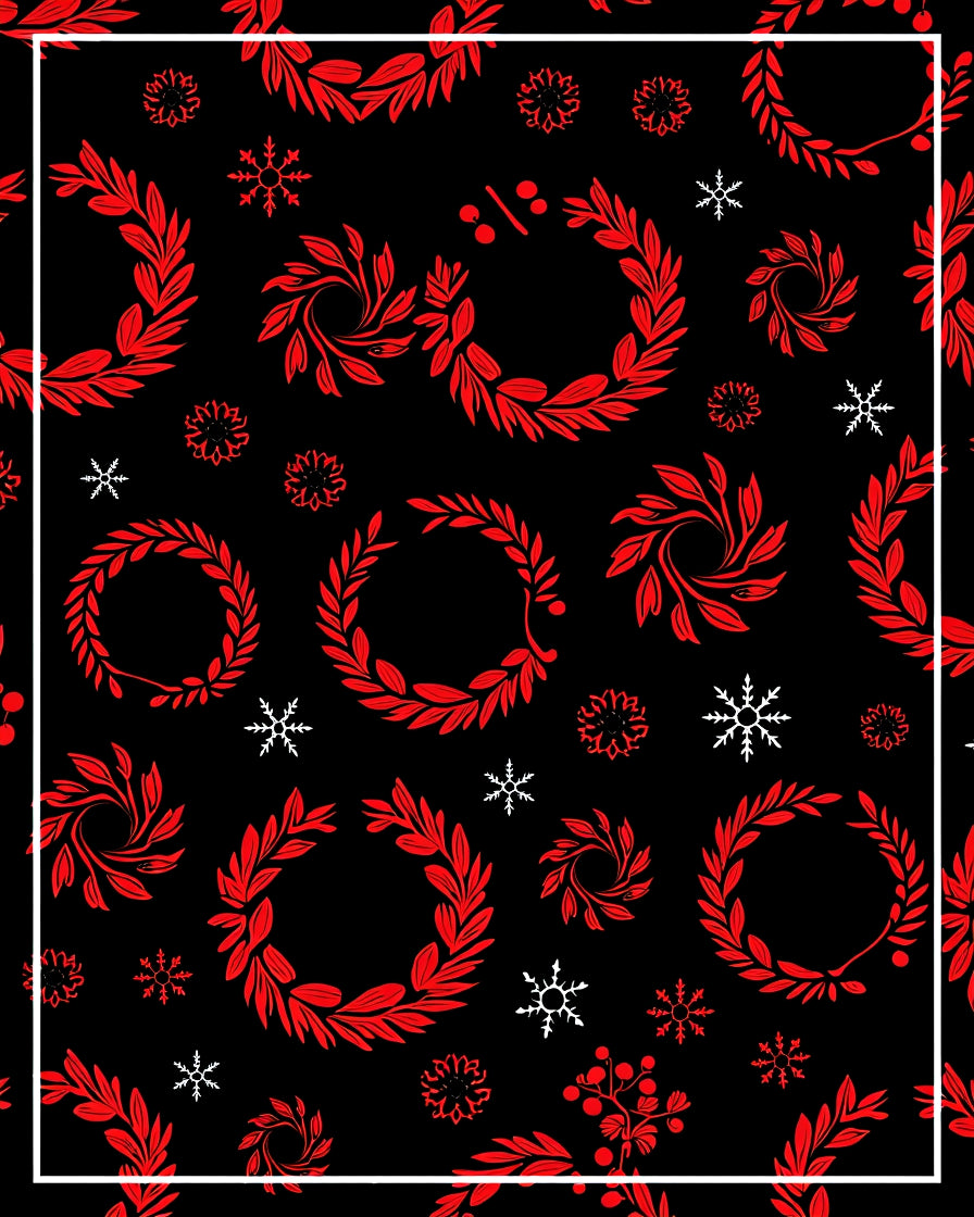 Crimson Leaf Wreath Snowflake Contrast Rug