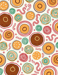 Whimsical Circles and Worms Folk Art Rug