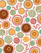 Whimsical Circles and Worms Folk Art Rug
