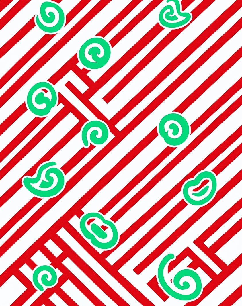 Red White Swirl Organic Stripe Rug