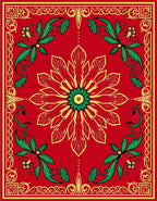 Festive Red Floral Cardinal Border Rug