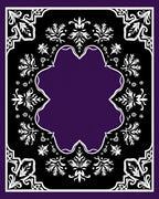 Deep Purple White Floral Medallion Border Rug