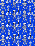 Eerie Blue Skeleton Figures Repeating Pattern Rug