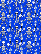 Eerie Blue Skeleton Figures Repeating Pattern Rug