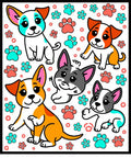 Playful Puppies And Paw Prints Collage Rug