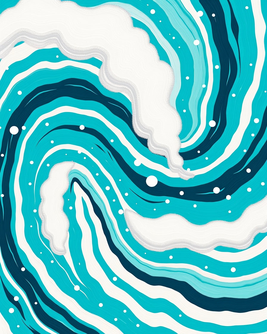 Oceanic Turquoise Swirl Wave Rug