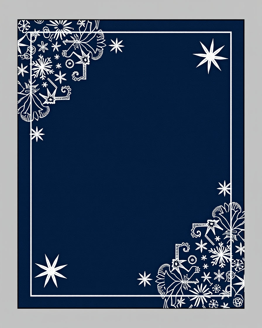 Deep Blue White Snowflake Corner Accents Rug