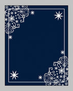 Deep Blue White Snowflake Corner Accents Rug