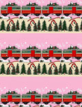 Vintage Train Christmas Tree Ribbon Pink Rug