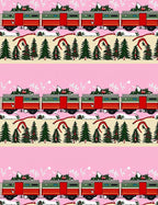 Vintage Train Christmas Tree Ribbon Pink Rug