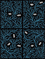Black Cyan Branch Eyes Rug