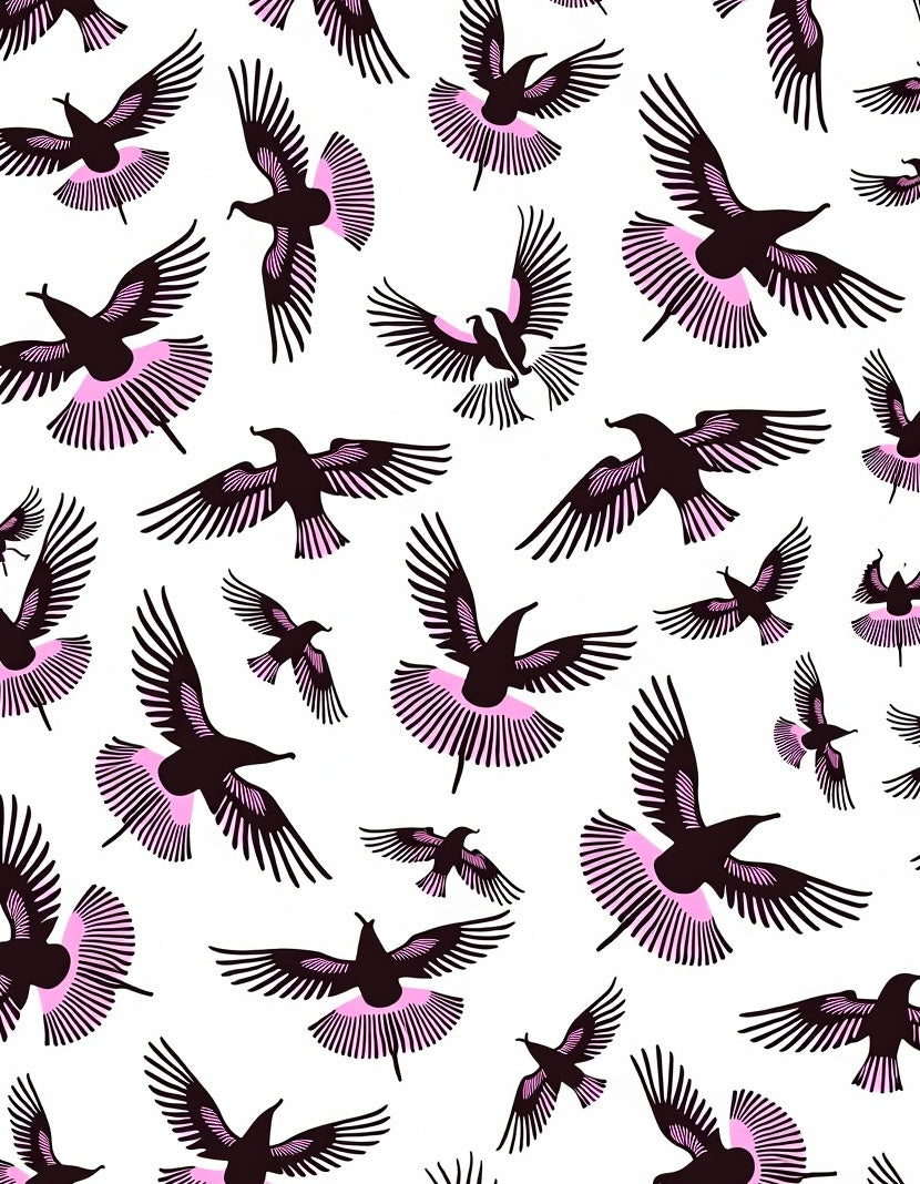 Black And Pink Flying Birds Rug