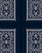 Classic Indigo White Medallion Floral Rug