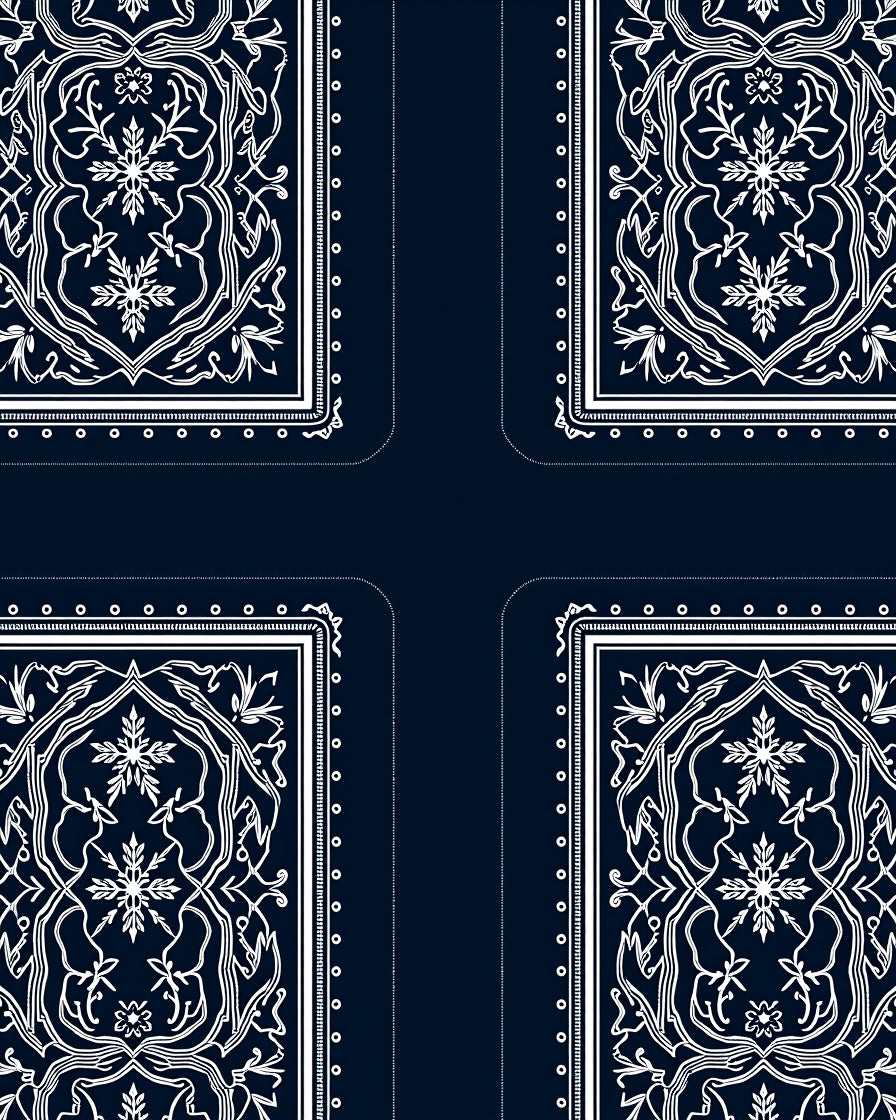 Classic Indigo White Medallion Floral Rug