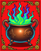 Mystical Cauldron Vibrant Flames Rug