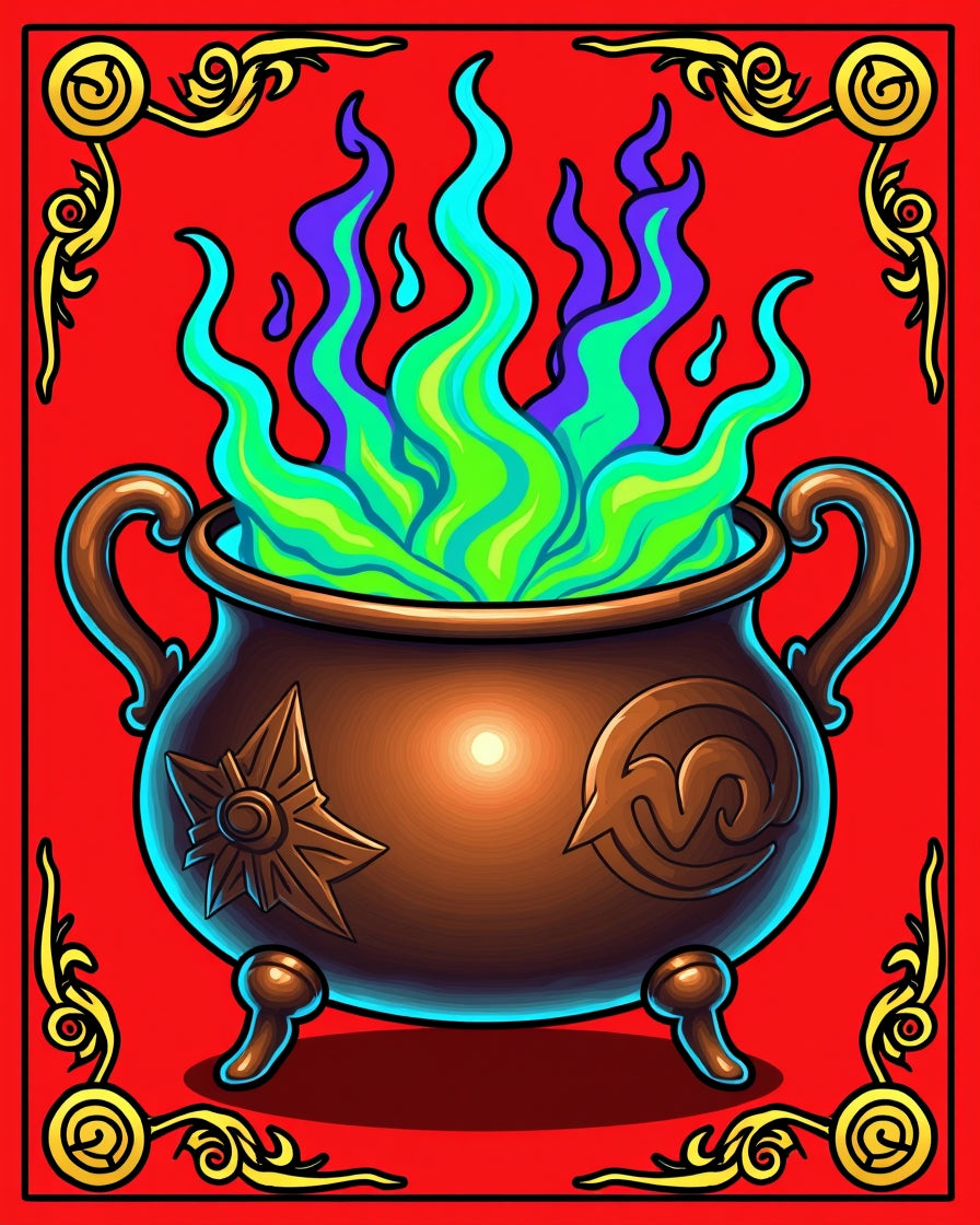 Mystical Cauldron Vibrant Flames Rug
