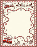 Whimsical Red Train Village Garland Rug