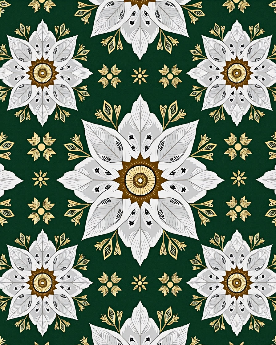 Emerald Green Floral Medallion Bloom Rug