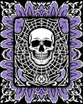Black White Purple Skull Floral Frame Rug