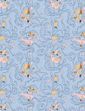 Pastel Blue Whimsical Creature Swirl Rug